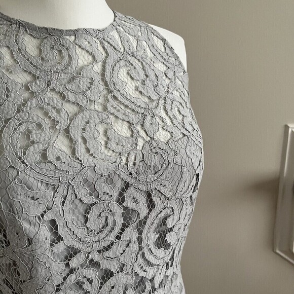 J Crew Pamela lace Maxi Dress Sleeveless Leavers Gray Formal Size 8 - Picture 7 of 14